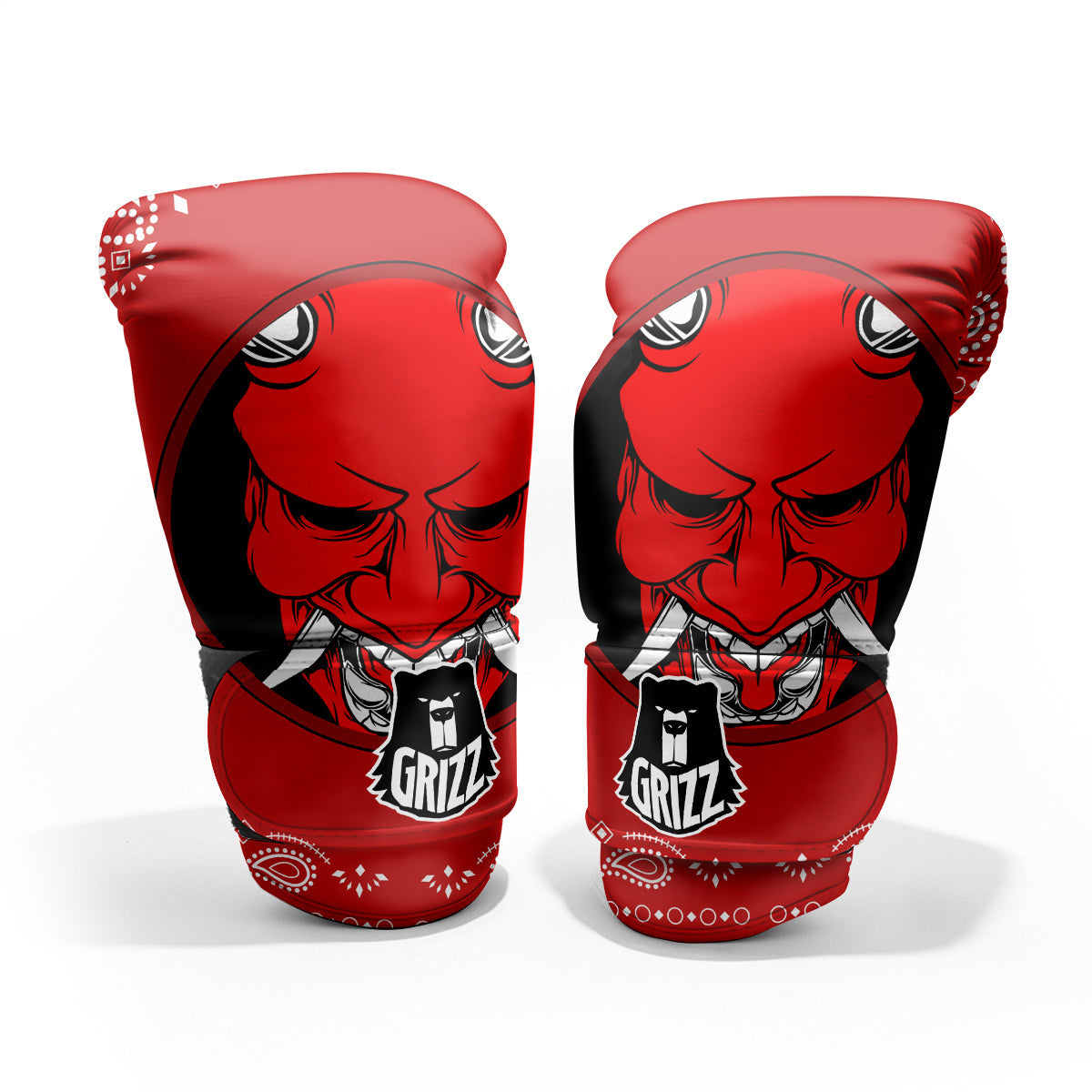 Bandana Red Hannya Demon Print Pro Boxing Glove