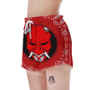 Bandana Red Hannya Demon Print Women's Shorts-grizzshop