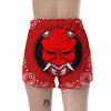 Bandana Red Hannya Demon Print Women's Shorts-grizzshop