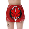 Bandana Red Hannya Demon Print Women's Shorts-grizzshop