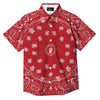 Bandana Red Paisley Print Button Up Shirt-grizzshop