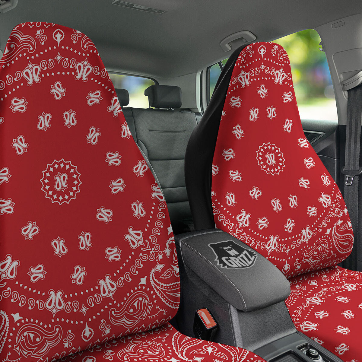 Bandana Red Paisley Print Car Seat Covers-grizzshop
