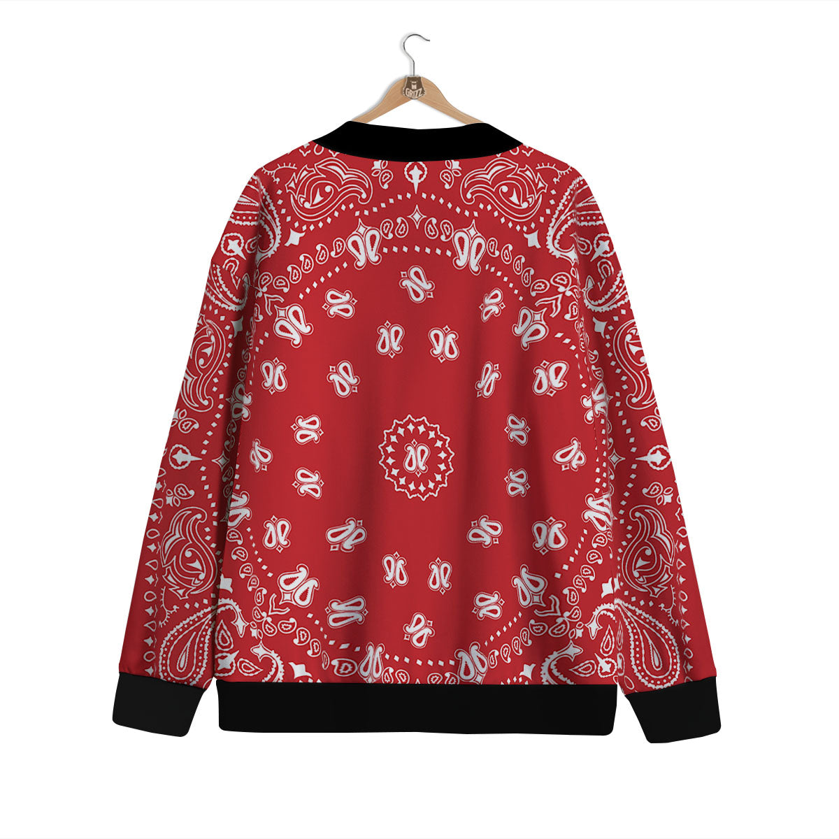 Bandana Red Paisley Print Cardigan-grizzshop
