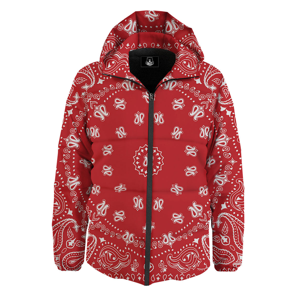 Bandana Red Paisley Print Down Jacket-grizzshop