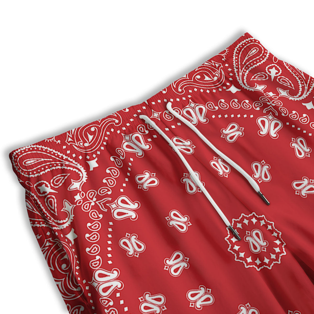 Bandana Red Paisley Print Men's Athletic Shorts