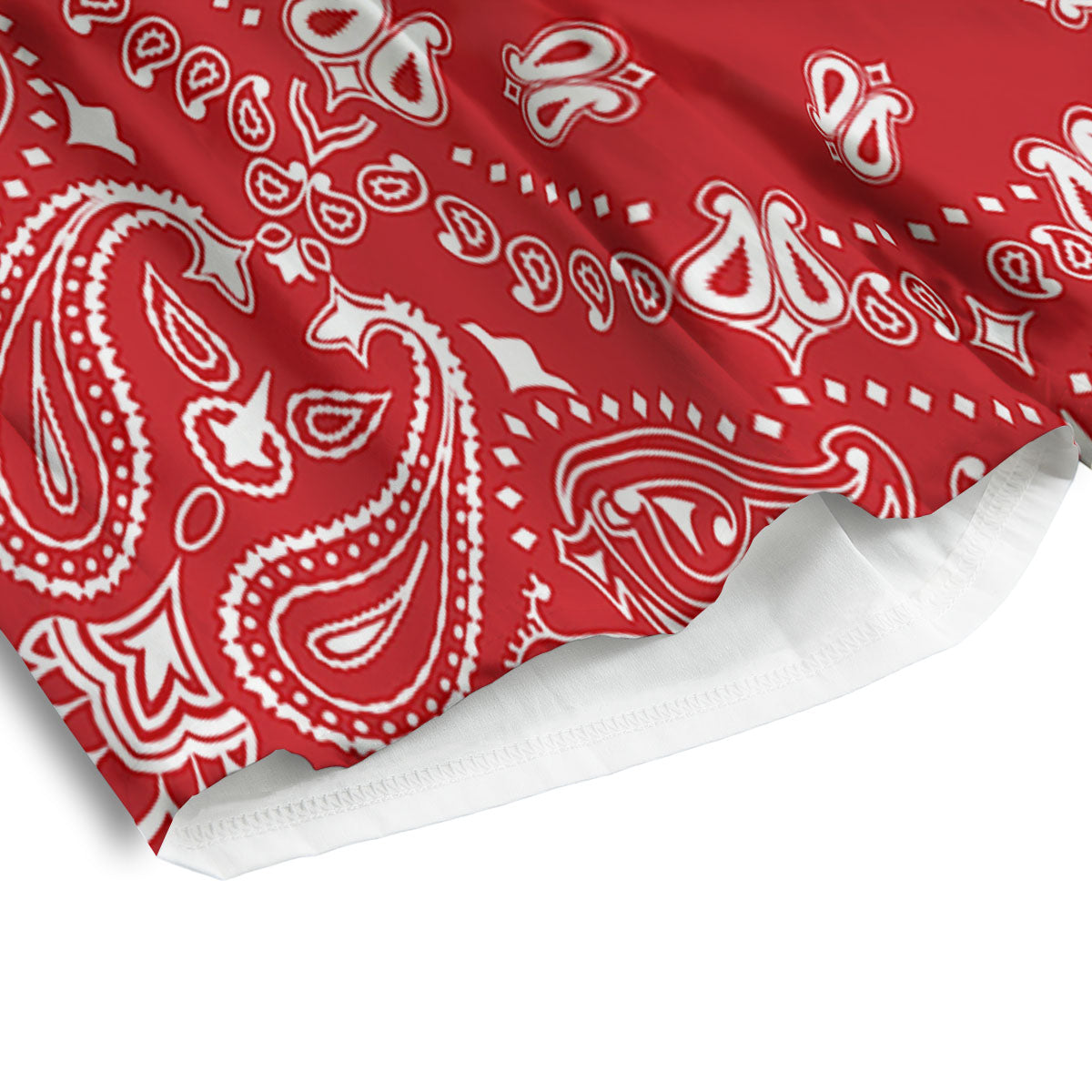 Bandana Red Paisley Print Men's Athletic Shorts