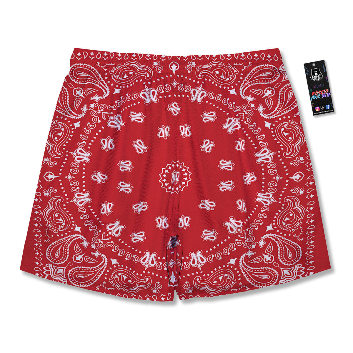 Bandana Red Paisley Print Men's Running Shorts-grizzshop