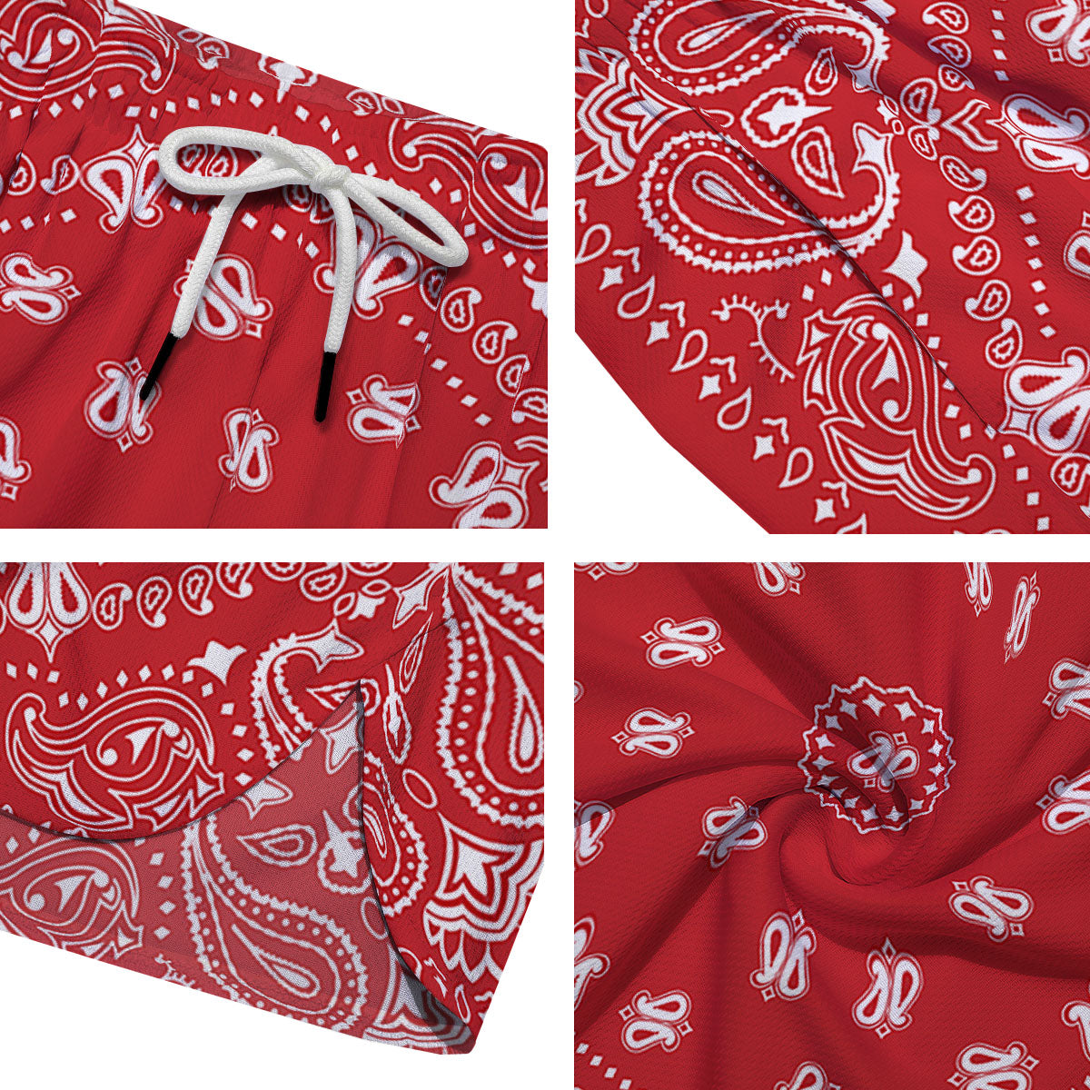 Bandana Red Paisley Print Men's Running Shorts-grizzshop