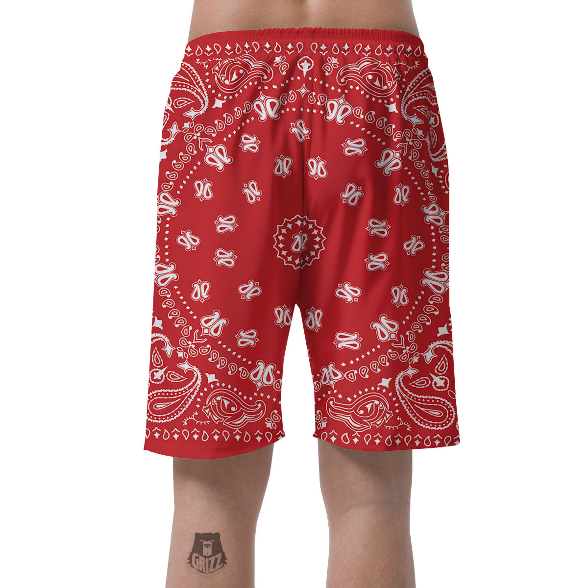 Bandana Red Paisley Print Men's Shorts-grizzshop