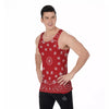 Bandana Red Paisley Print Men's Tank Top-grizzshop