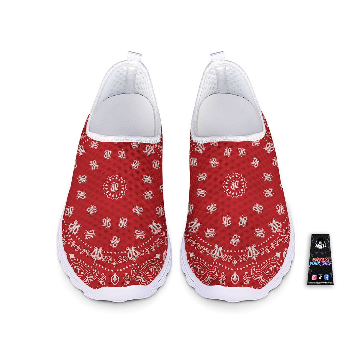Bandana Red Paisley Print Nurse Shoes-grizzshop