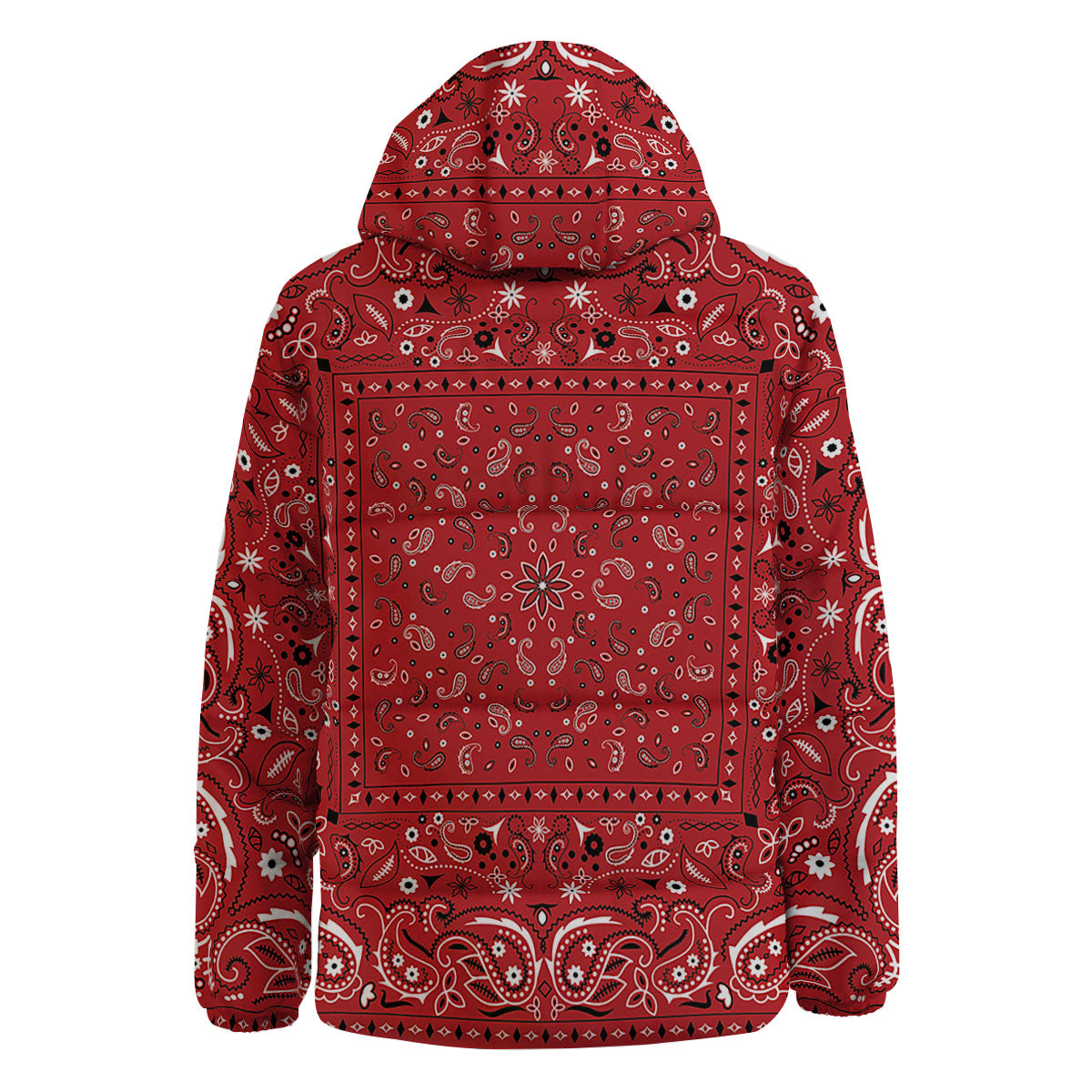 Bandana Red Paisley Print Pattern Down Jacket-grizzshop