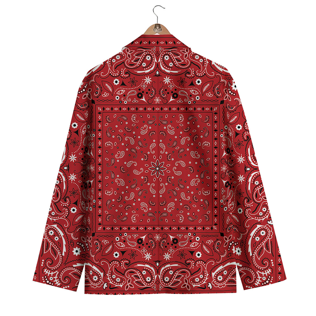 Bandana Red Paisley Print Pattern Men's Blazer-grizzshop
