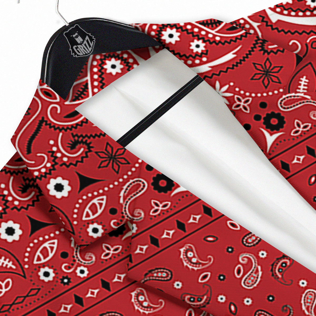 Bandana Red Paisley Print Pattern Men's Sport Coat-grizzshop