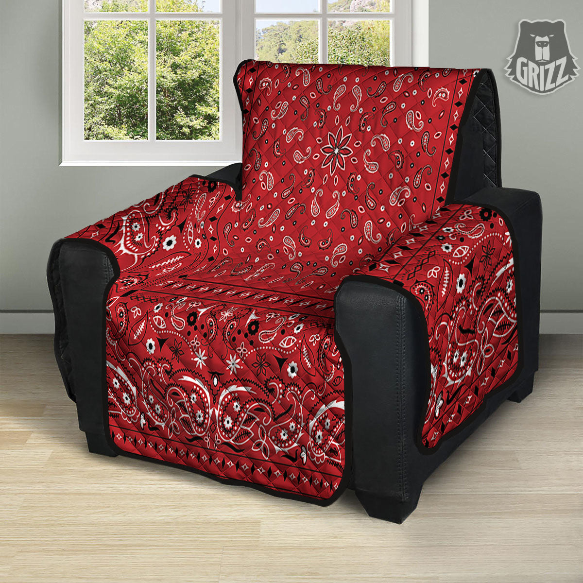 Bandana Red Paisley Print Pattern Recliner Protector-grizzshop