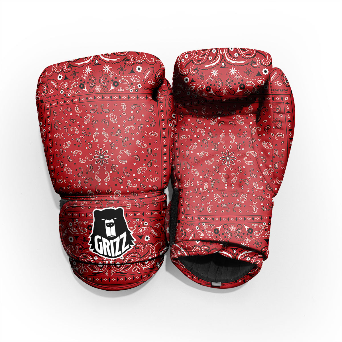 Bandana Red Paisley Print Pattern Pro Boxing Glove