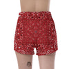 Bandana Red Paisley Print Pattern Women's Shorts-grizzshop