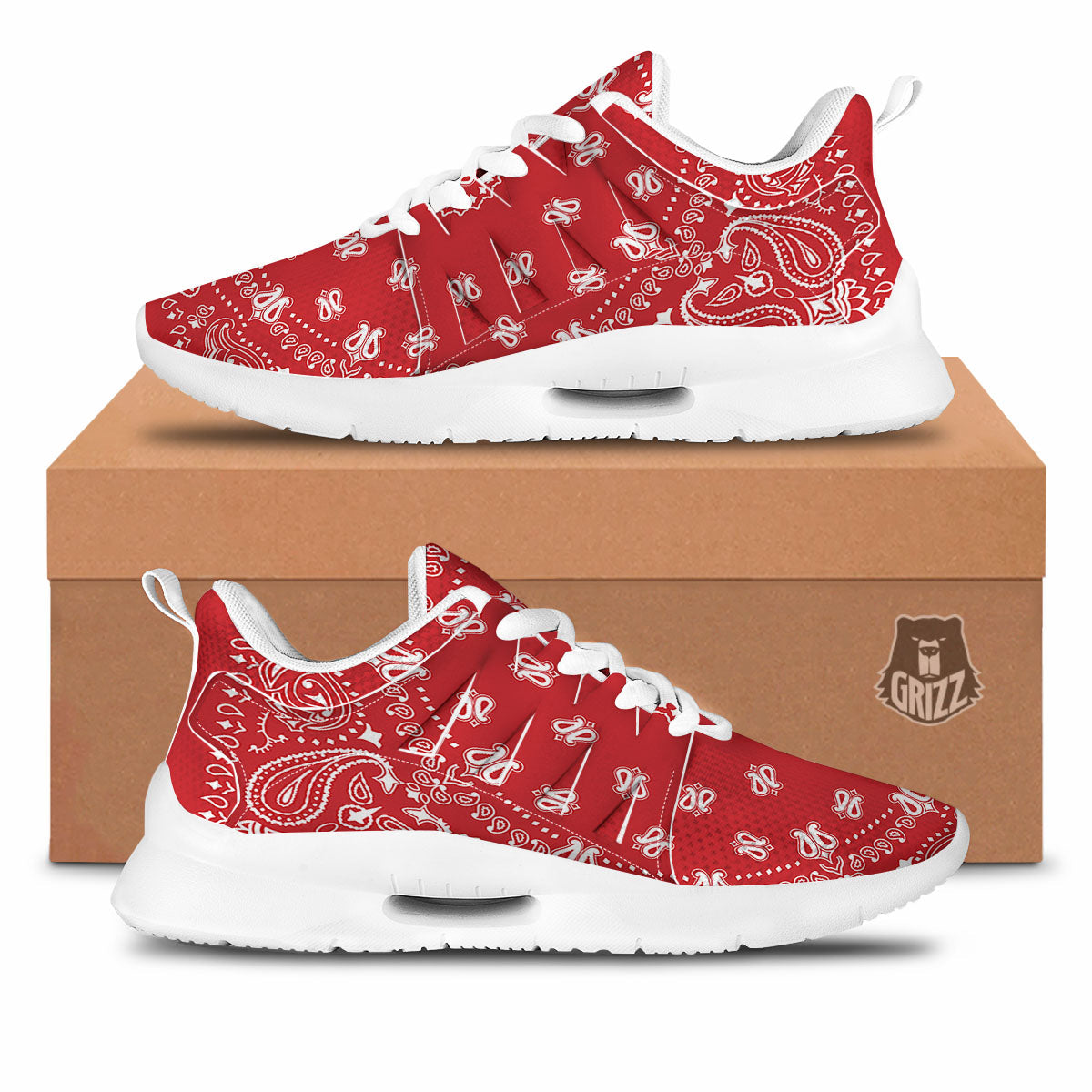 Bandana Red Paisley Print Tennis Shoes-grizzshop