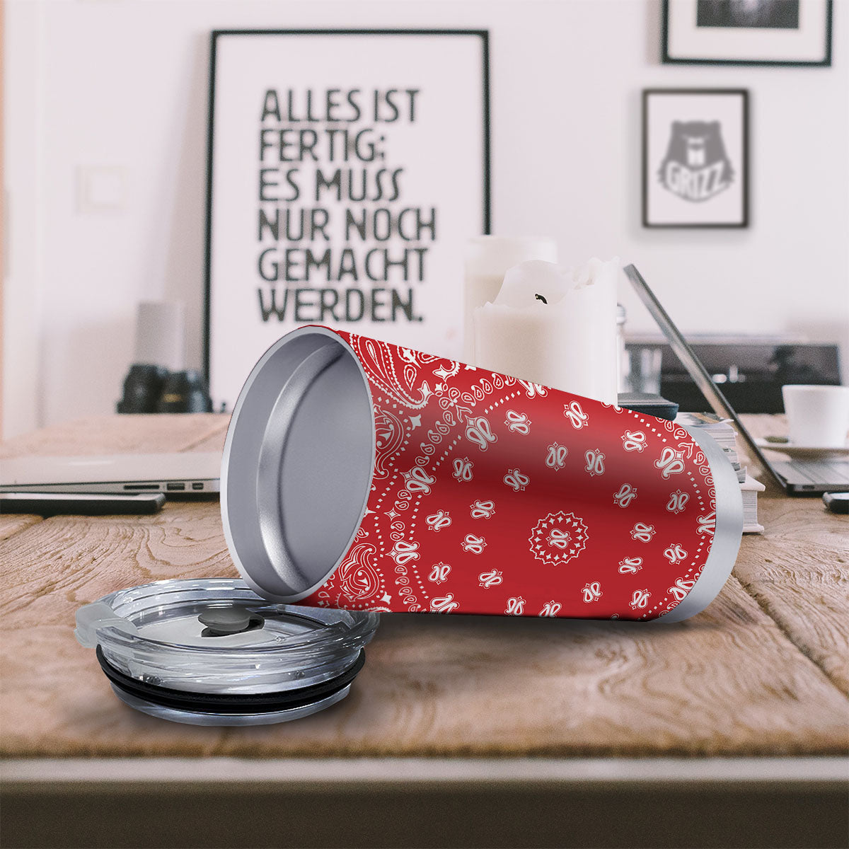 Bandana Red Paisley Print Tumbler-grizzshop