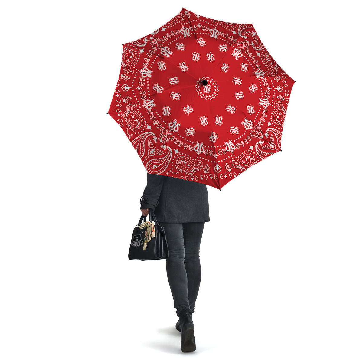 Bandana Red Paisley Print Umbrella-grizzshop