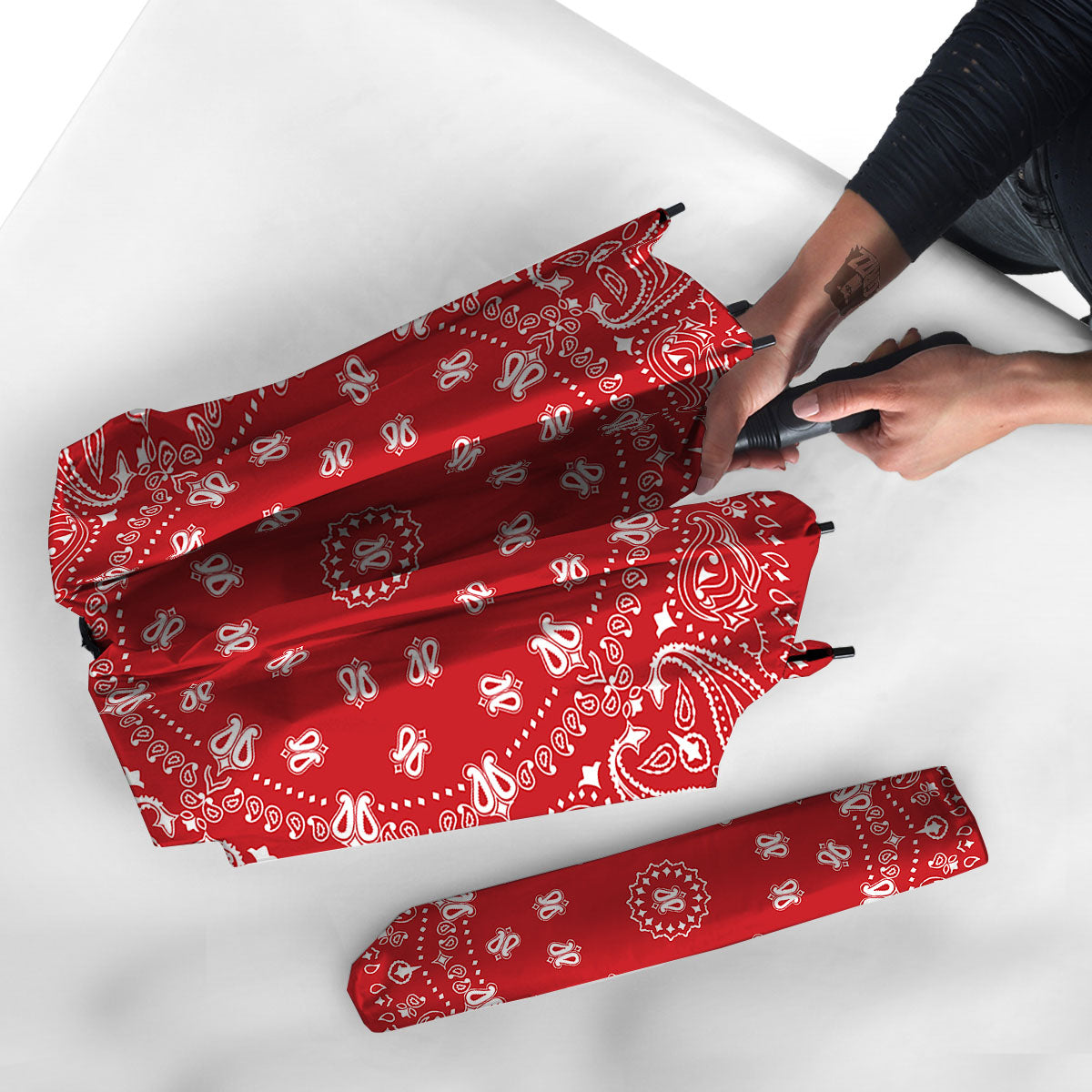 Bandana Red Paisley Print Umbrella-grizzshop