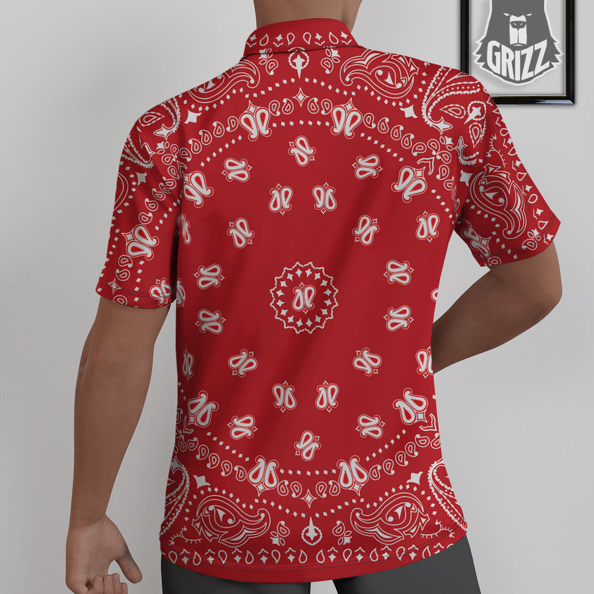 Bandana Red Paisley Print Untucked Shirts-grizzshop