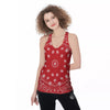 Bandana Red Paisley Print Women's Racerback Tank Top-grizzshop