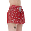 Bandana Red Paisley Print Women's Shorts-grizzshop