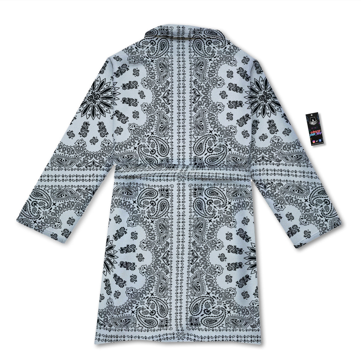 Bandana White And Black Paisley Print Pattern Bathrobe-grizzshop