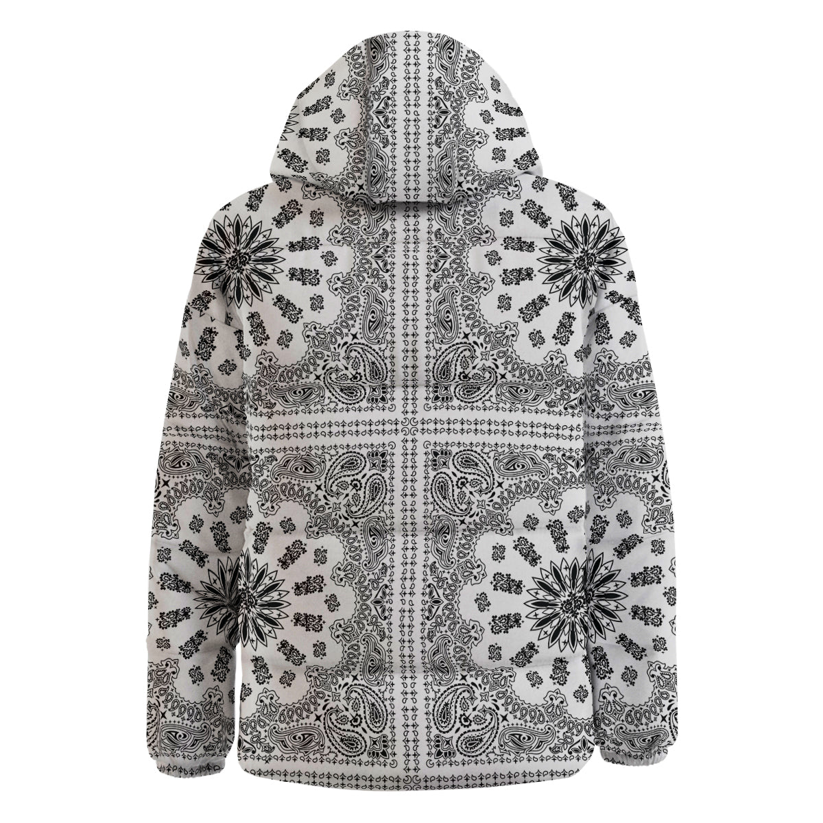 Bandana White And Black Paisley Print Pattern Down Jacket-grizzshop