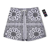 Bandana White And Black Paisley Print Pattern Men's Running Shorts-grizzshop