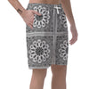 Bandana White And Black Paisley Print Pattern Men's Shorts-grizzshop