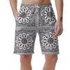 Bandana White And Black Paisley Print Pattern Men's Shorts-grizzshop