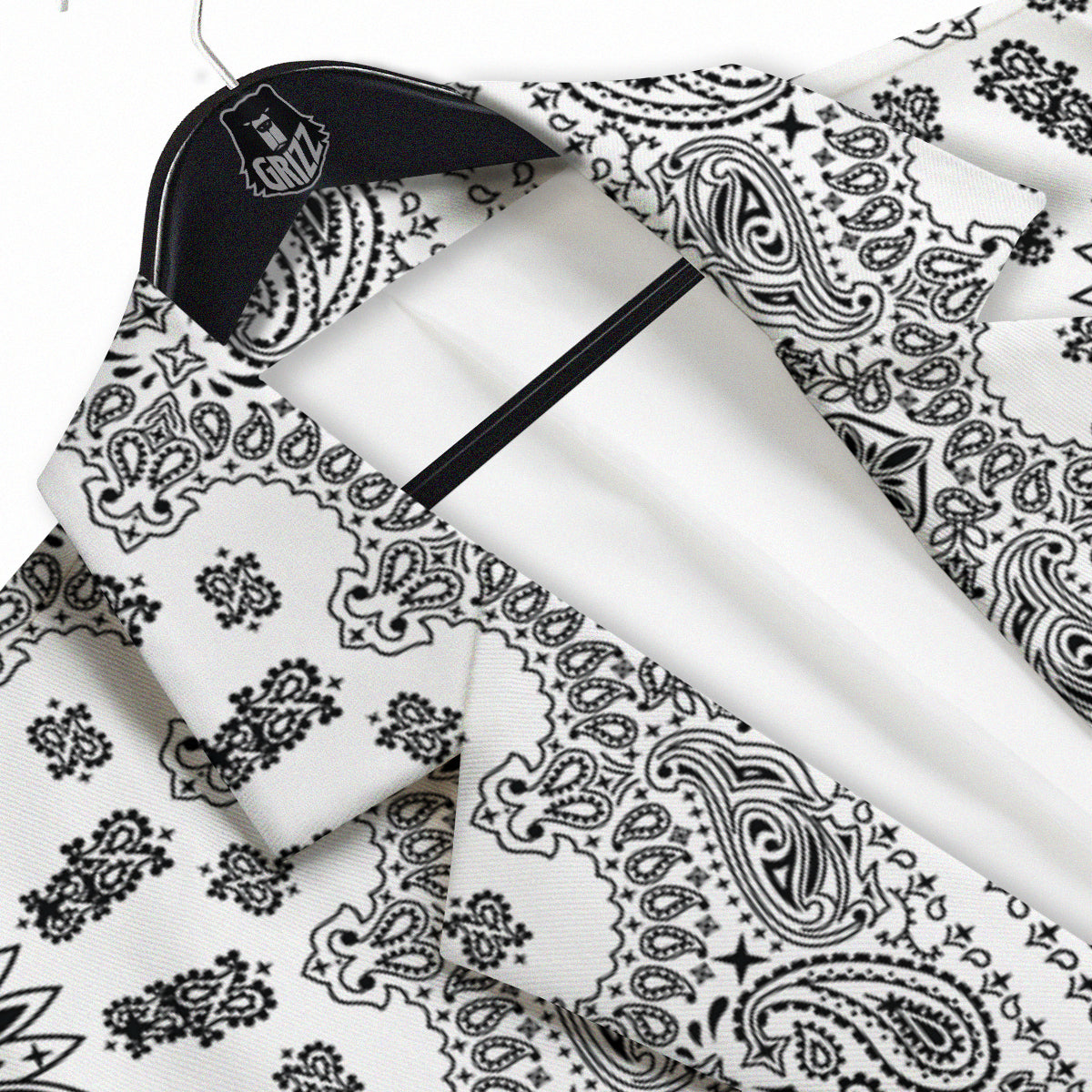 Bandana White And Black Paisley Print Pattern Men's Sport Coat-grizzshop