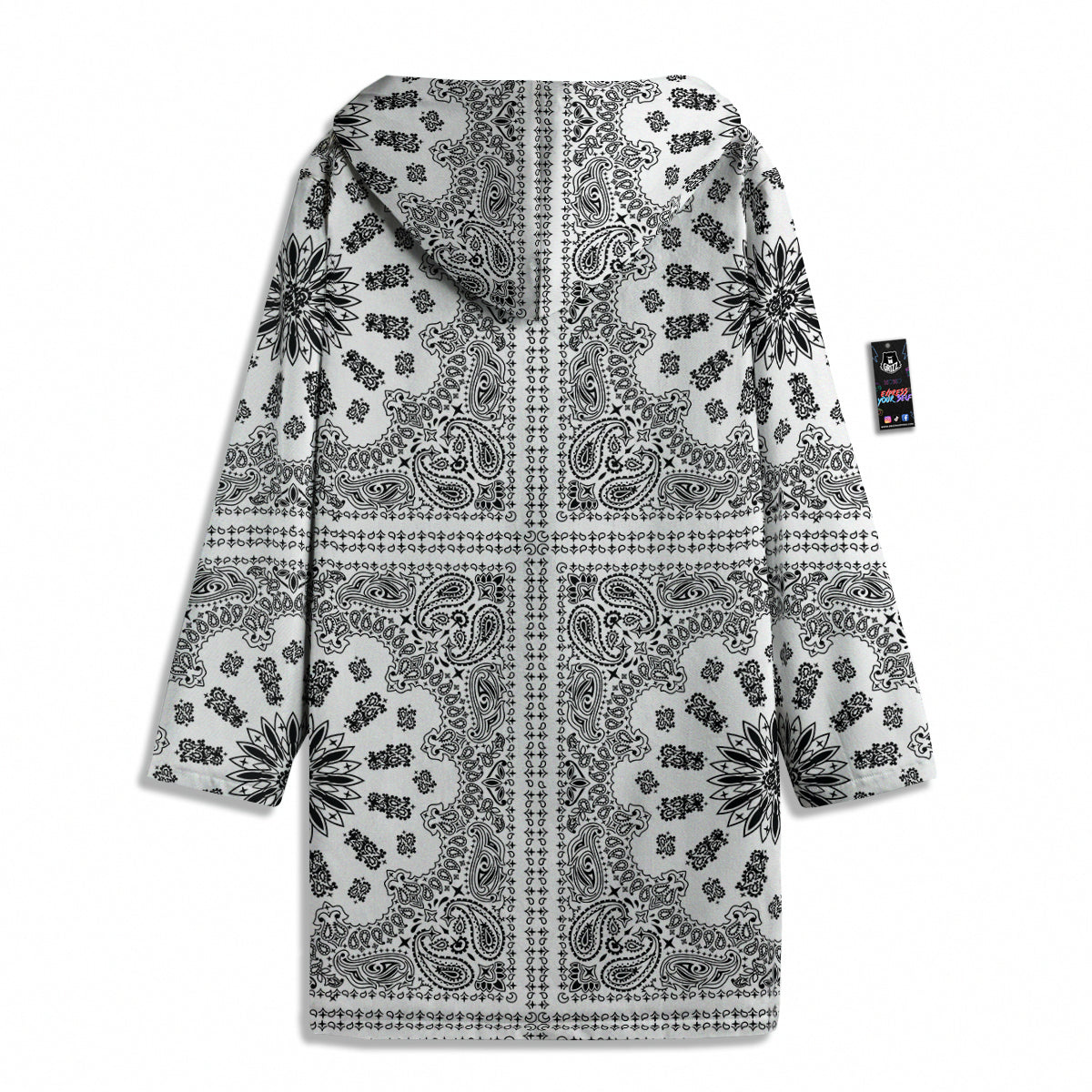 Bandana White And Black Paisley Print Pattern Men's Windbreaker Jacket-grizzshop