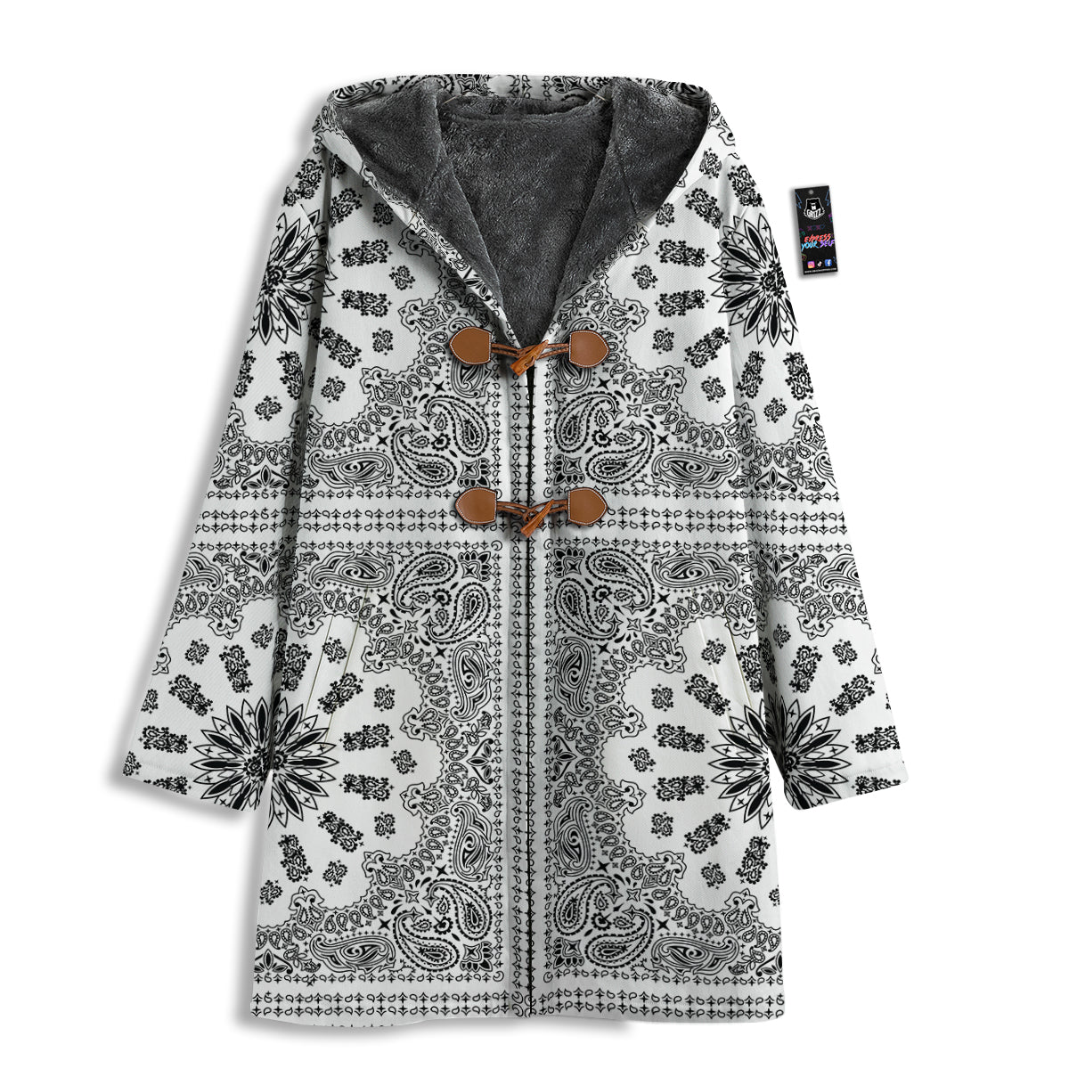 Bandana White And Black Paisley Print Pattern Men's Windbreaker Jacket-grizzshop