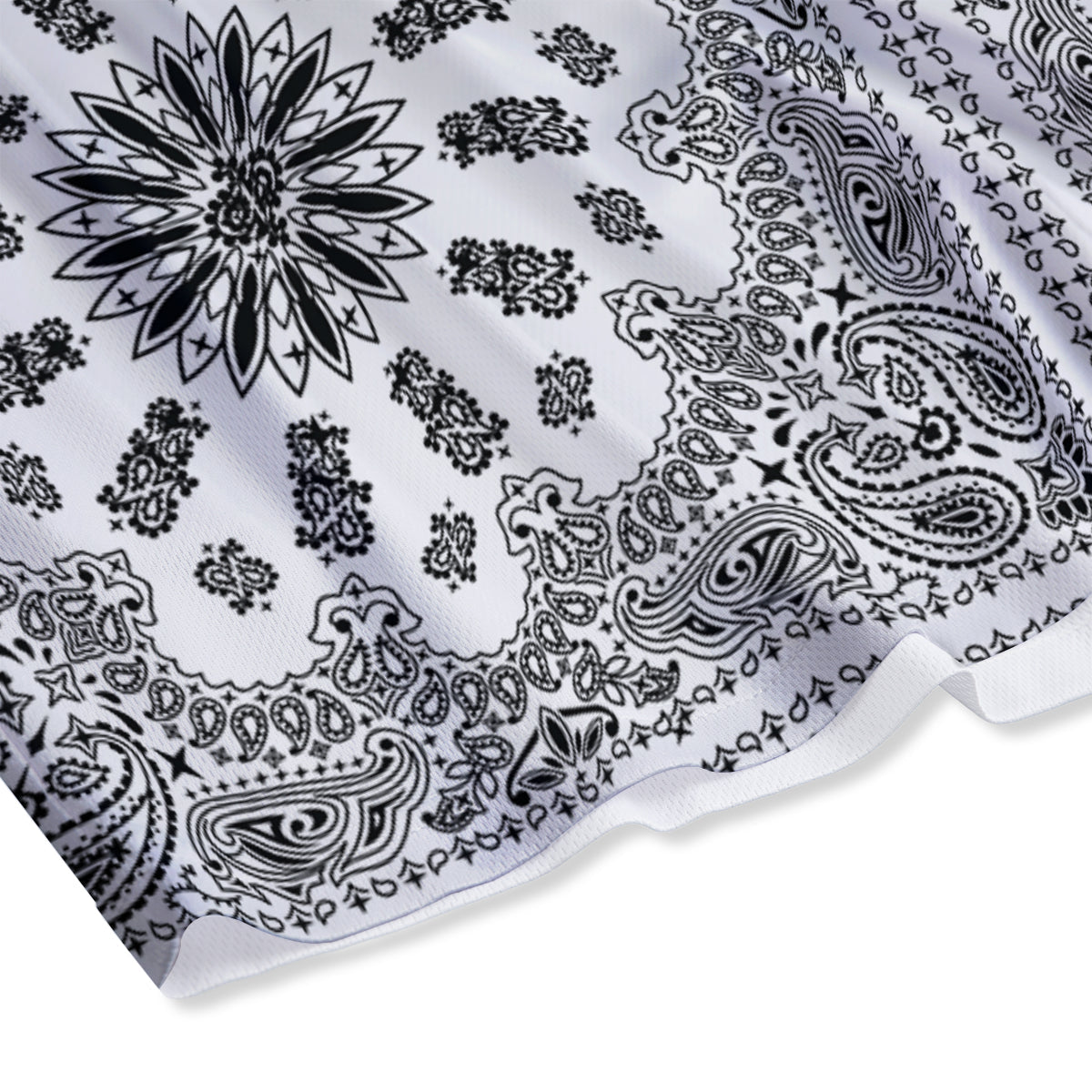 Bandana White And Black Paisley Print Pattern Mesh Shorts