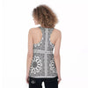 Bandana White And Black Paisley Print Pattern Women's Racerback Tank Top-grizzshop