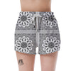 Bandana White And Black Paisley Print Pattern Women's Shorts-grizzshop