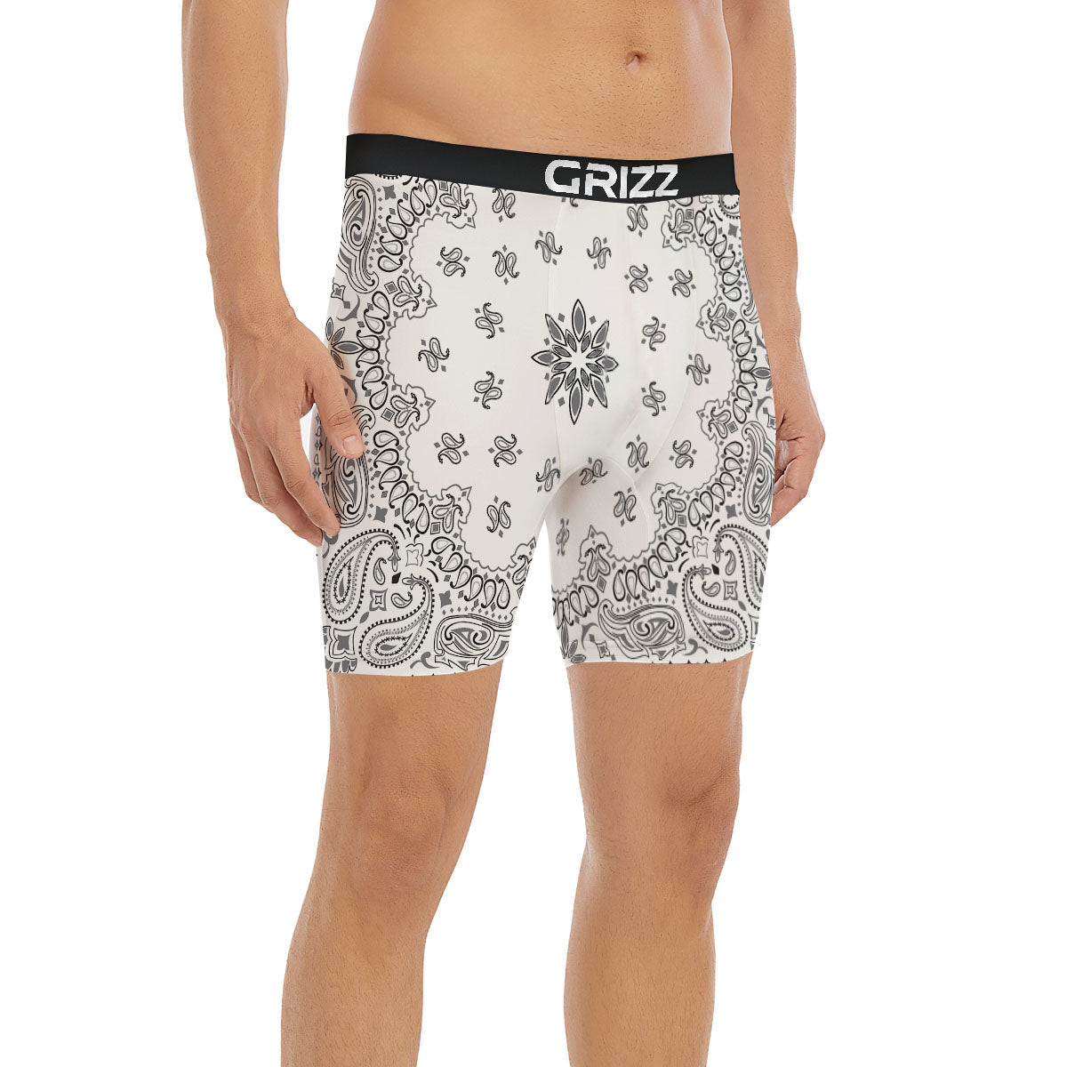 Bandana White And Black Print Boxer Briefs-grizzshop