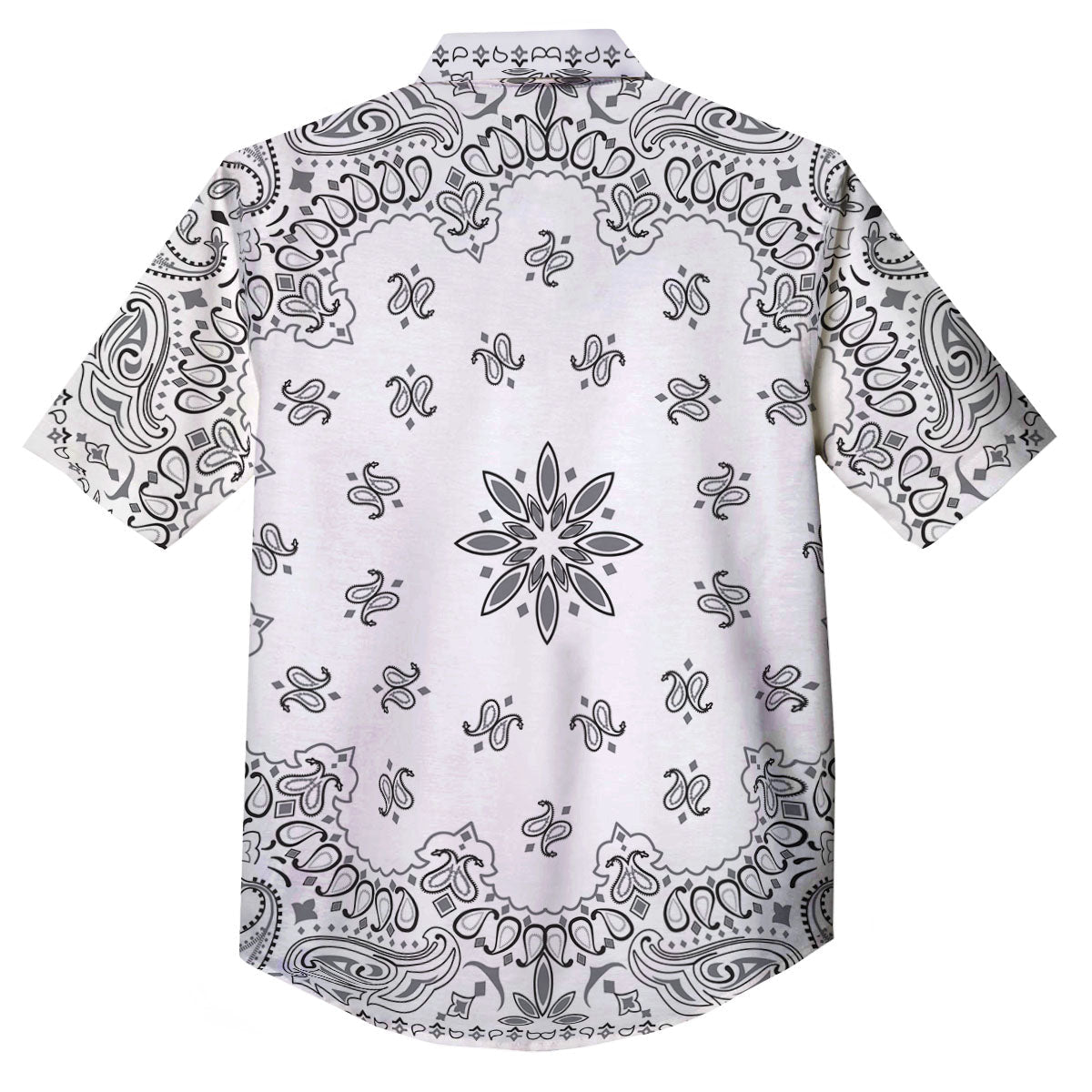 Bandana White And Black Print Button Up Shirt-grizzshop