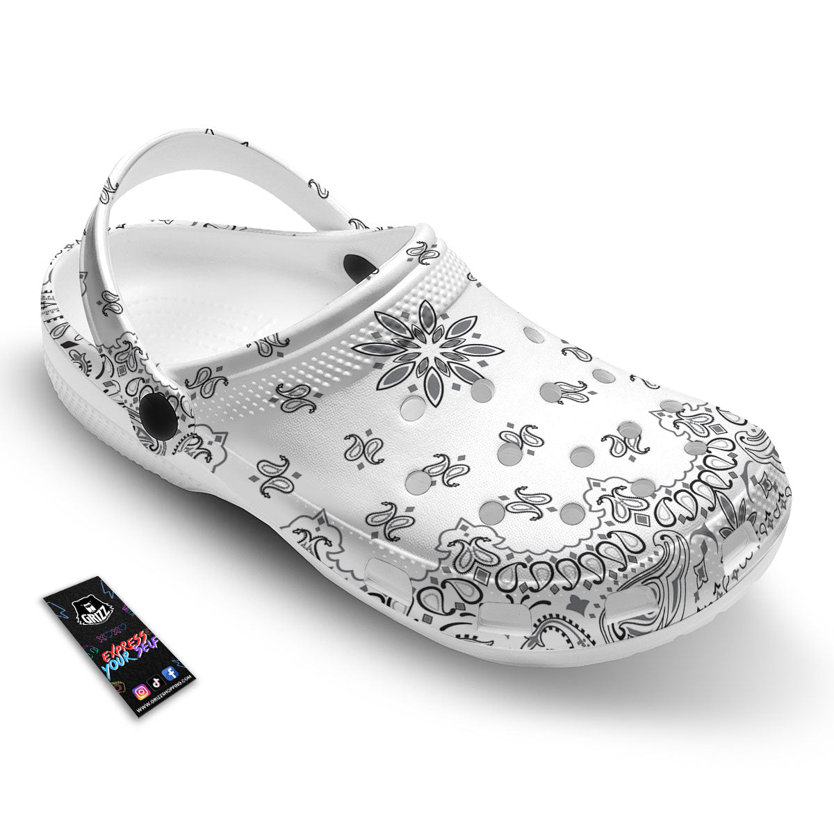 Bandana White And Black Print Clog-grizzshop