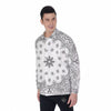 Bandana White And Black Print Men's Long Sleeve Shirts-grizzshop