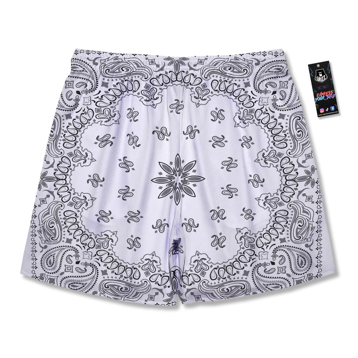 Bandana White And Black Print Men's Running Shorts-grizzshop