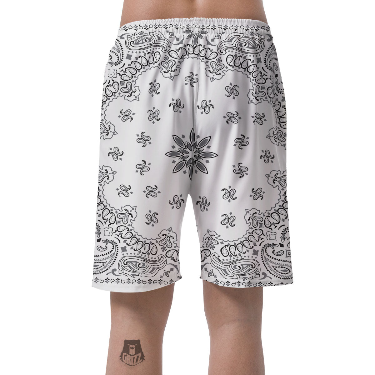 Bandana White And Black Print Men's Shorts-grizzshop