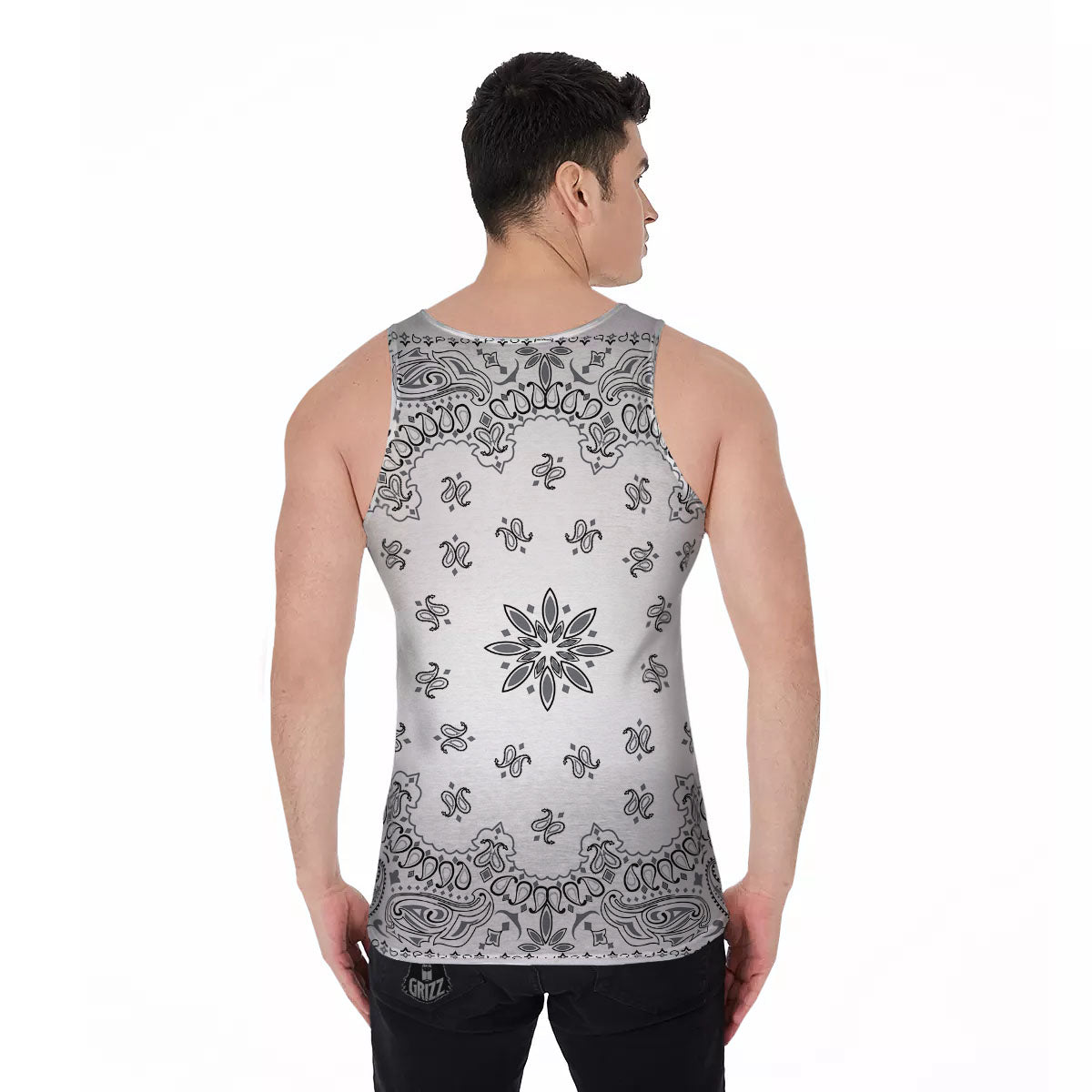 Bandana White And Black Print Men's Tank Top-grizzshop