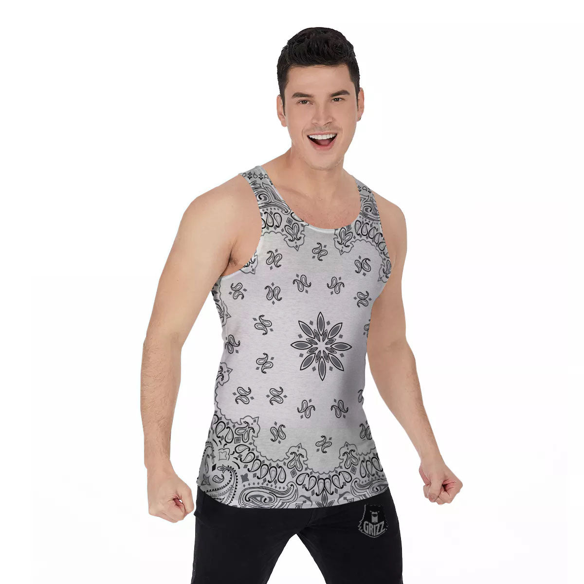 Bandana White And Black Print Men's Tank Top-grizzshop
