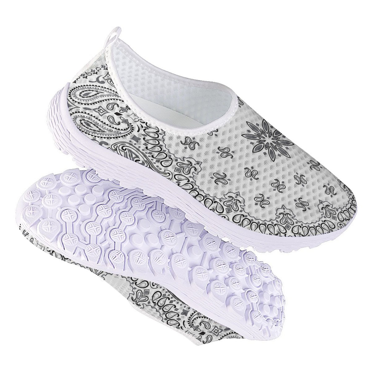 Bandana White And Black Print Nurse Shoes-grizzshop