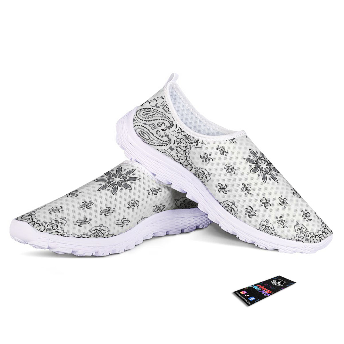 Bandana White And Black Print Nurse Shoes-grizzshop