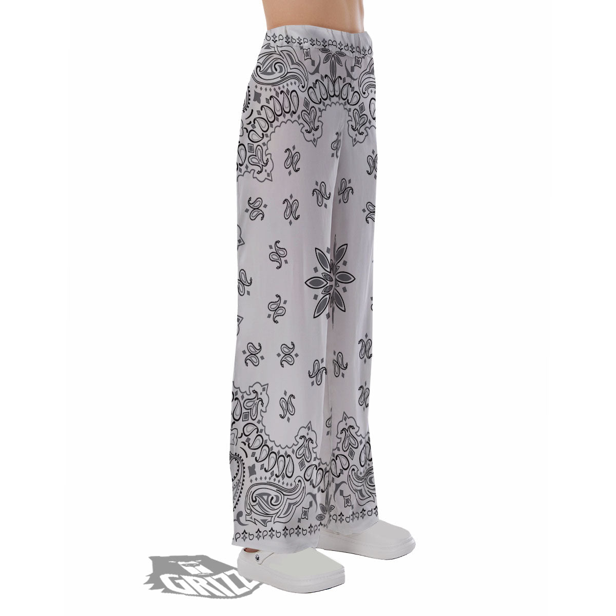 Bandana White And Black Print Pajama Pants-grizzshop